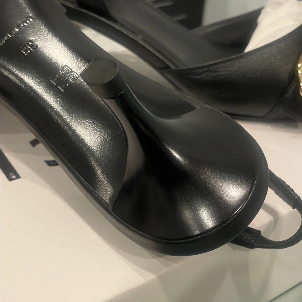 GIVENCHY Black Leather Slingback Heels . NWB SZ 38 - Picture 7 of 9